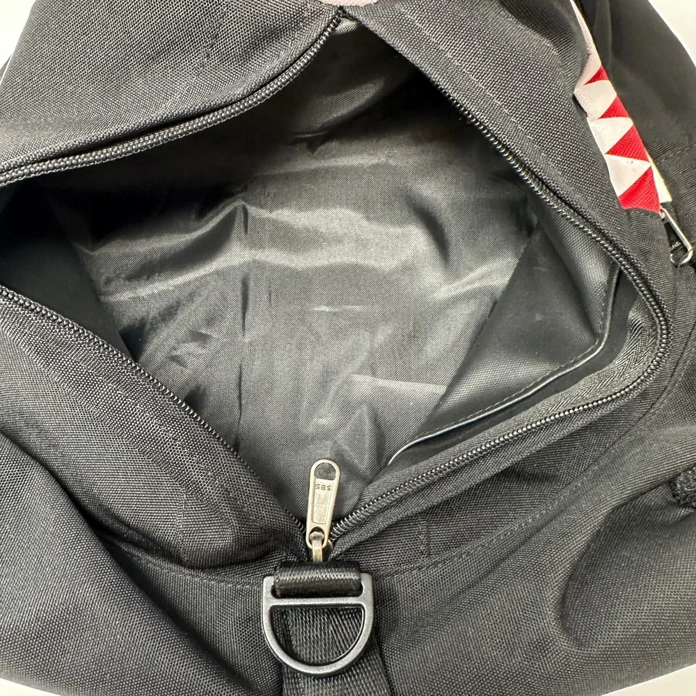 Shark Mouth Backpack Teeth Print Black Red USB Charging Laptop Bag
